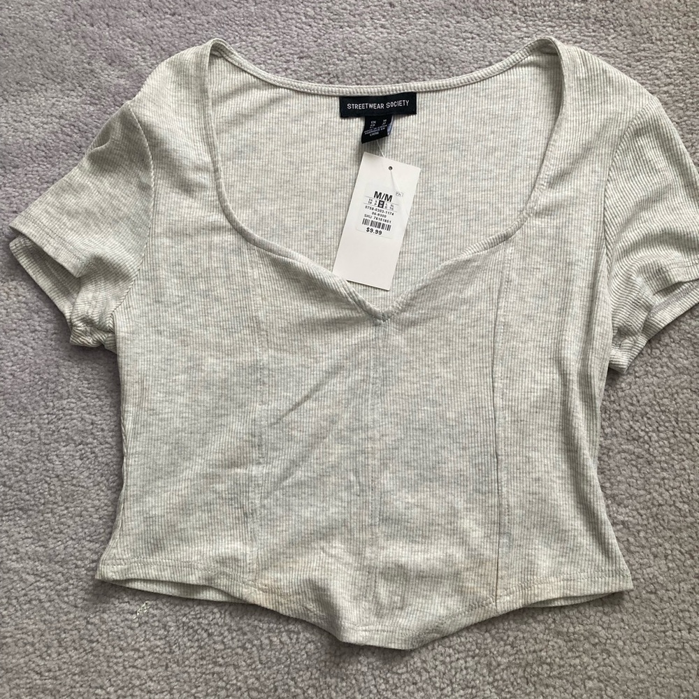 Streetwear Society Light Gray Ribbed Crop Top NWT - M